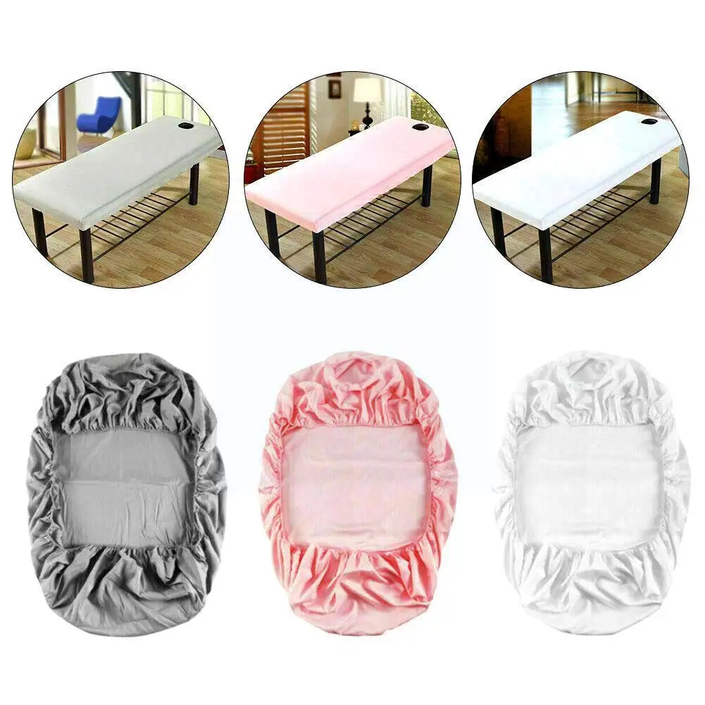 

Pure Color Massage Table Bed Fitted Sheet Elastic Full Massage Band Treatment Bed Cover With Face Hole Cover Rubber Spa Bre W0v5