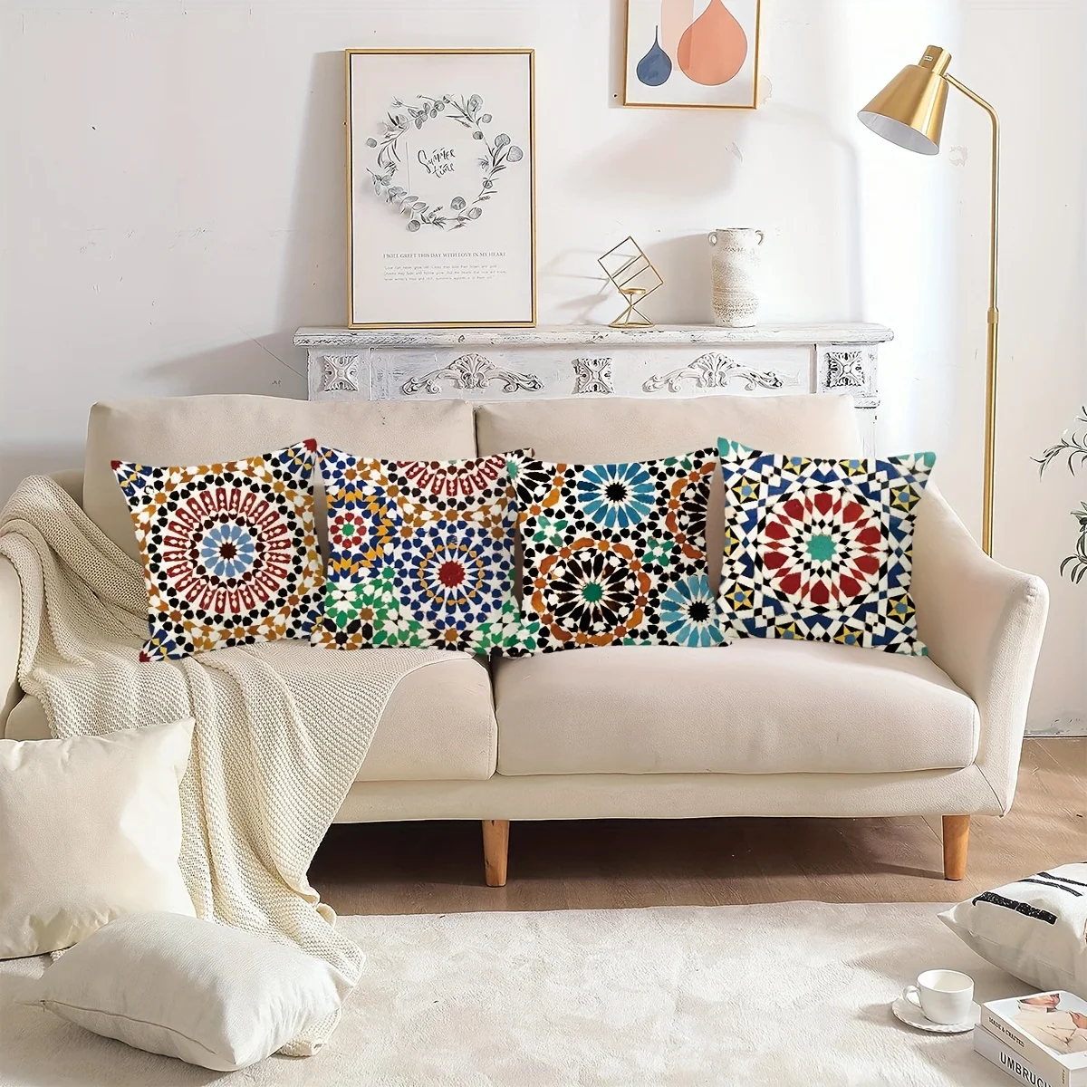 Фото 4 фоны cojines con estampado marro, fundas corativas estilo abstracto, Fundas cojines estilo bohemio para coración l hog №4