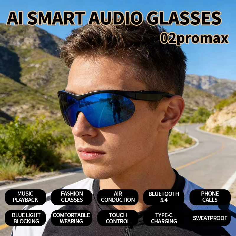 Фото Умные Bluetooth-очки 02pro Max: Bluetooth V5.4, умные очки для совершения и приема звонков, все в одном. №1