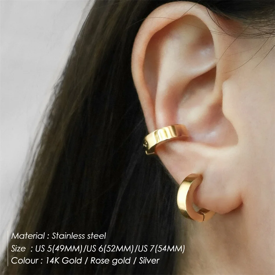 Фото Серьги-кольца JUJIE из нержавеющей стали 316L, женские, геометрические, металлические, модные, классические, в стиле панк, оптом/дропшиппинг №2