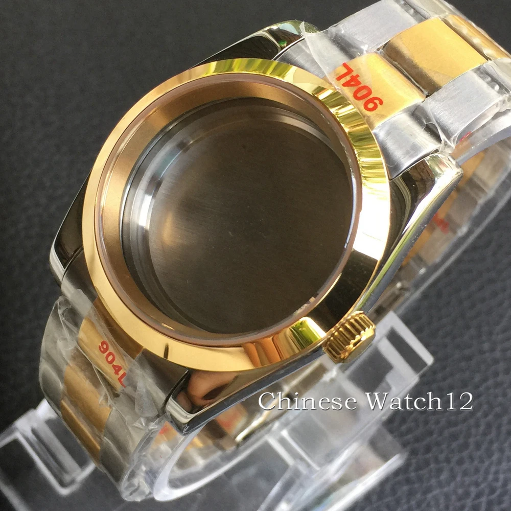 36mm/40mm Gold Watch Case DIY modified parts fit ETA 2836 2824 NH35 NH36 miyota 8205 8215 DG2813 Movement Sapphire glass