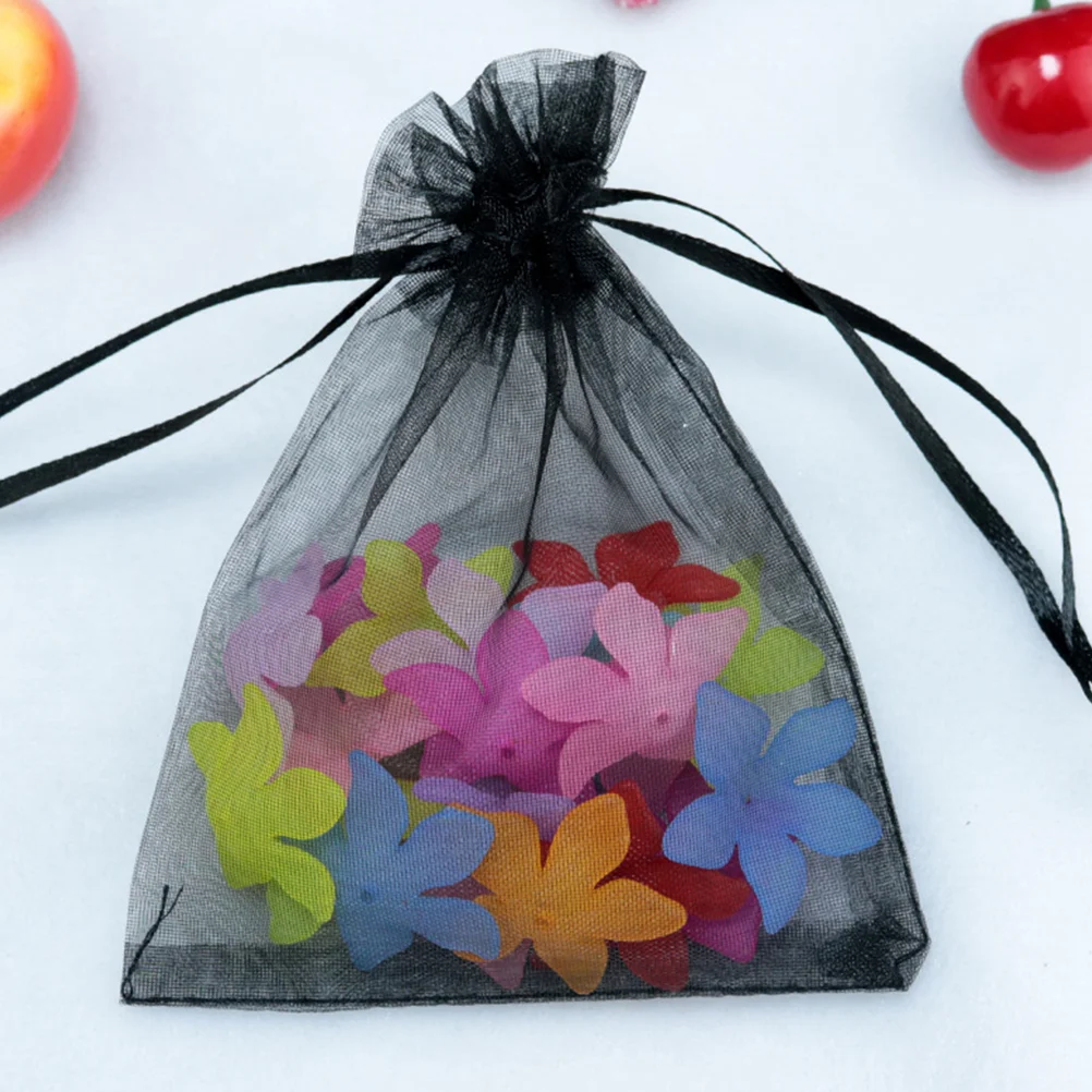 

100pcs Mesh Gift Bags Organza Favor Bags Drawstring Candy Bags Black Organza Bags Mesh Favor Bags Drawstring Organza Bag