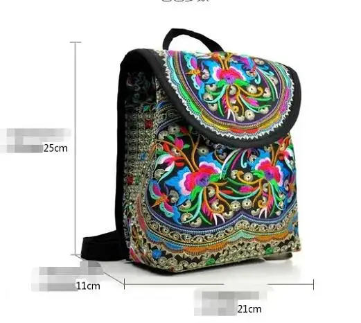 Винтажная вышивка Женская этническая Холщовая Сумка на шнурке через плечо