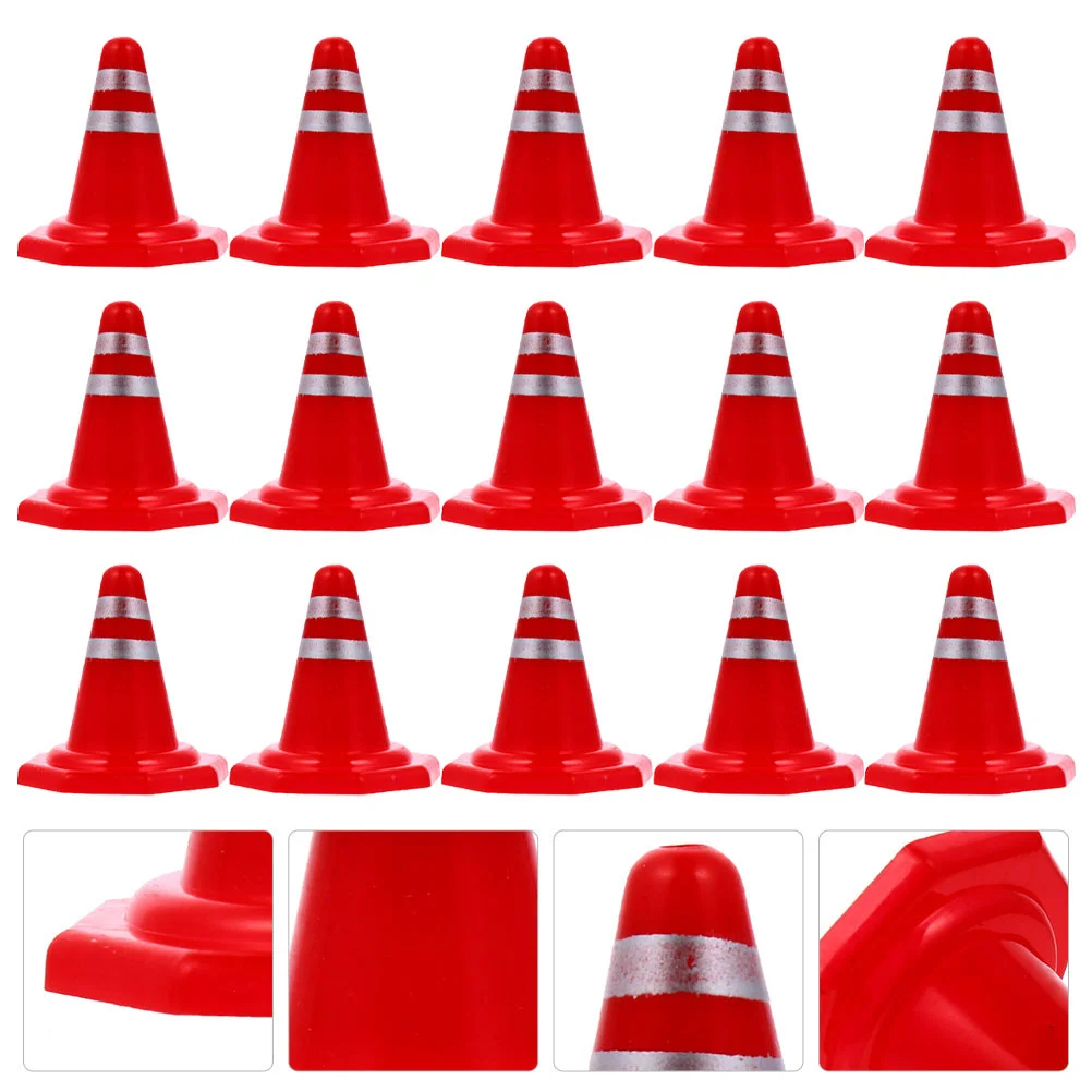 

30 Pcs Toy Sandbox Barricades DIY Road Cone Signs Plastic Mini Traffic Roadblock Child