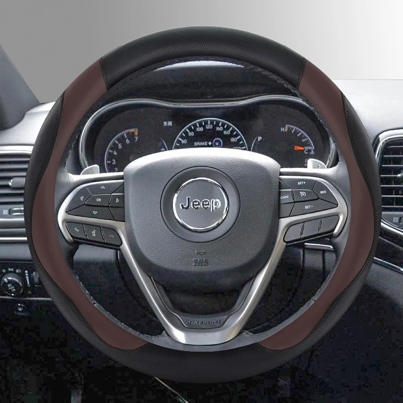 

Steering Wheel Cover for Jeep Compass Patriot Renegade O-type Universal Car Accessories Faux Leather Non-slip Sweatproof 38cm