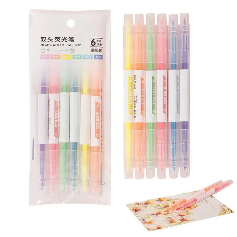 

Highlighter Markers Aesthetic Dual Tips Marker 6pcs No Bleed Bible And Cute Highlighter For Handcrafted Artistic Design Doodling