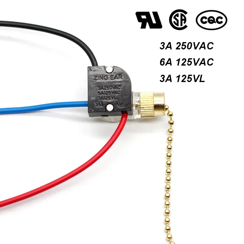 ZE-110 Zing Ear Pull Chain Скорость переключателя вентилятора 3-позиционный светильник 3A 6A