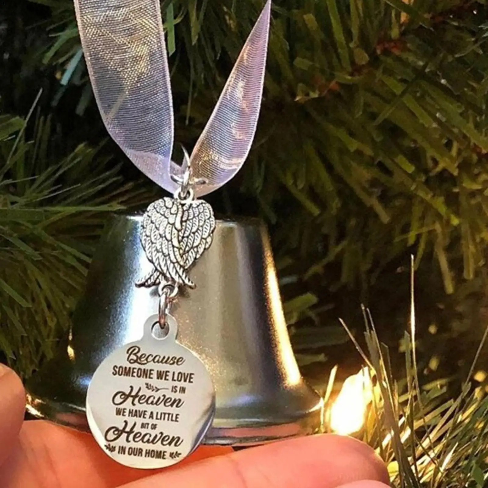 

Angel Silver Bell Christmas Link Ornament Angel Pendant I Have An Angel In Heaven Christmas Tree Decorations noel