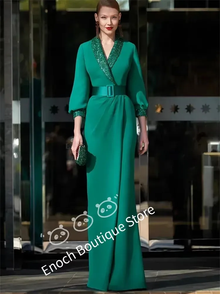 ENOCH выполненный на заказ женский элегантный прямой V-образный вырез с длинными