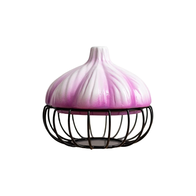 

Керамическая железная корзина для хранения чеснока и яиц, контейнер, органайзер для картофеля и мелочи для домашней кухни, столешница, держ...