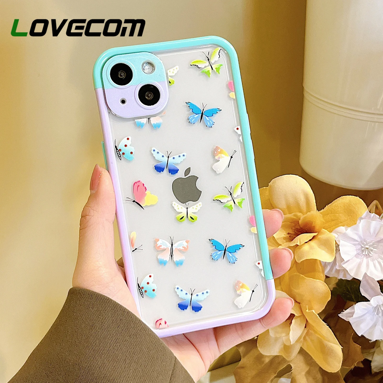 

Прозрачный телефонный чехол INS с цветами для iPhone 13 Pro Max 11 Pro Max 12 Pro Max X XR XS Max 3 в 1 противоударный мягкий чехол-накладка