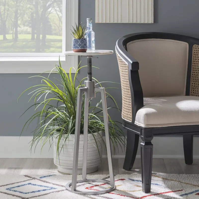 

Bowers, круглая регулируемая высота, искусственная кожа, серебристый с белым мраморным верхом