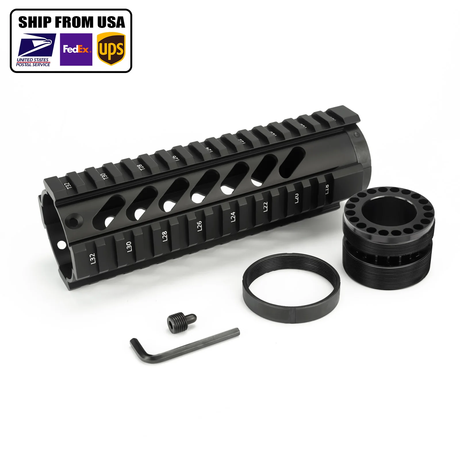 

7"L Super Slim Mlok Handguard AR15 Picatinny Quad Rail Aluminum Barrel Nut Free Float Airsoft Scope Mount Accessories M4 M16