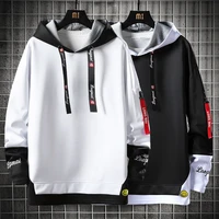 spring autumn winter mens new fake two piece sweater street trend hooded long sleeved shirt youth pullover mens clothing