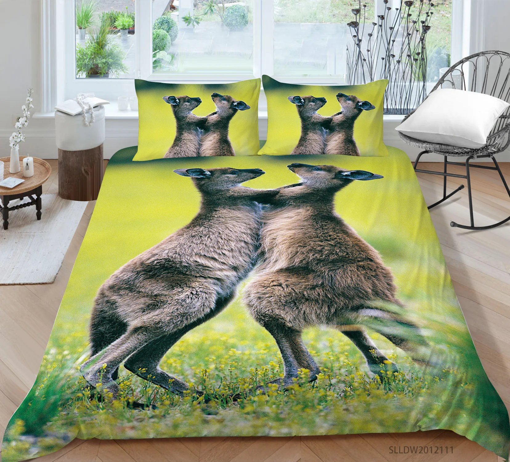 

2 или 3 шт., пододеяльник с принтом кенгуру, 1 пододеяльник + 1/2 наволочек