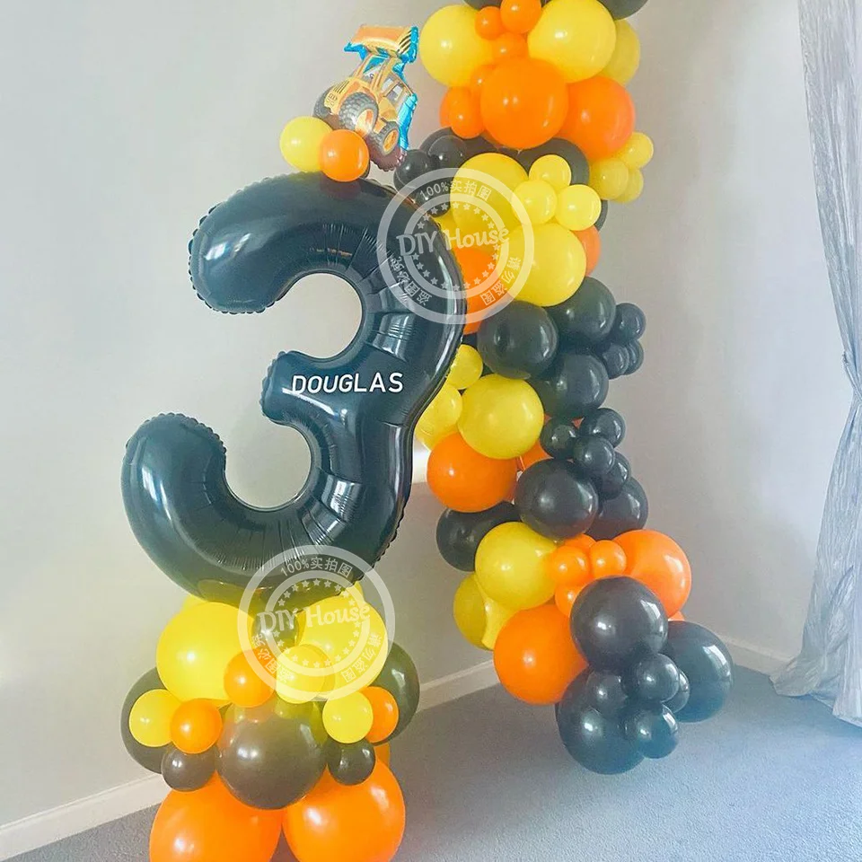 35 шт. строительный автомобиль воздушный шар башня с 32 дюймовыми черными