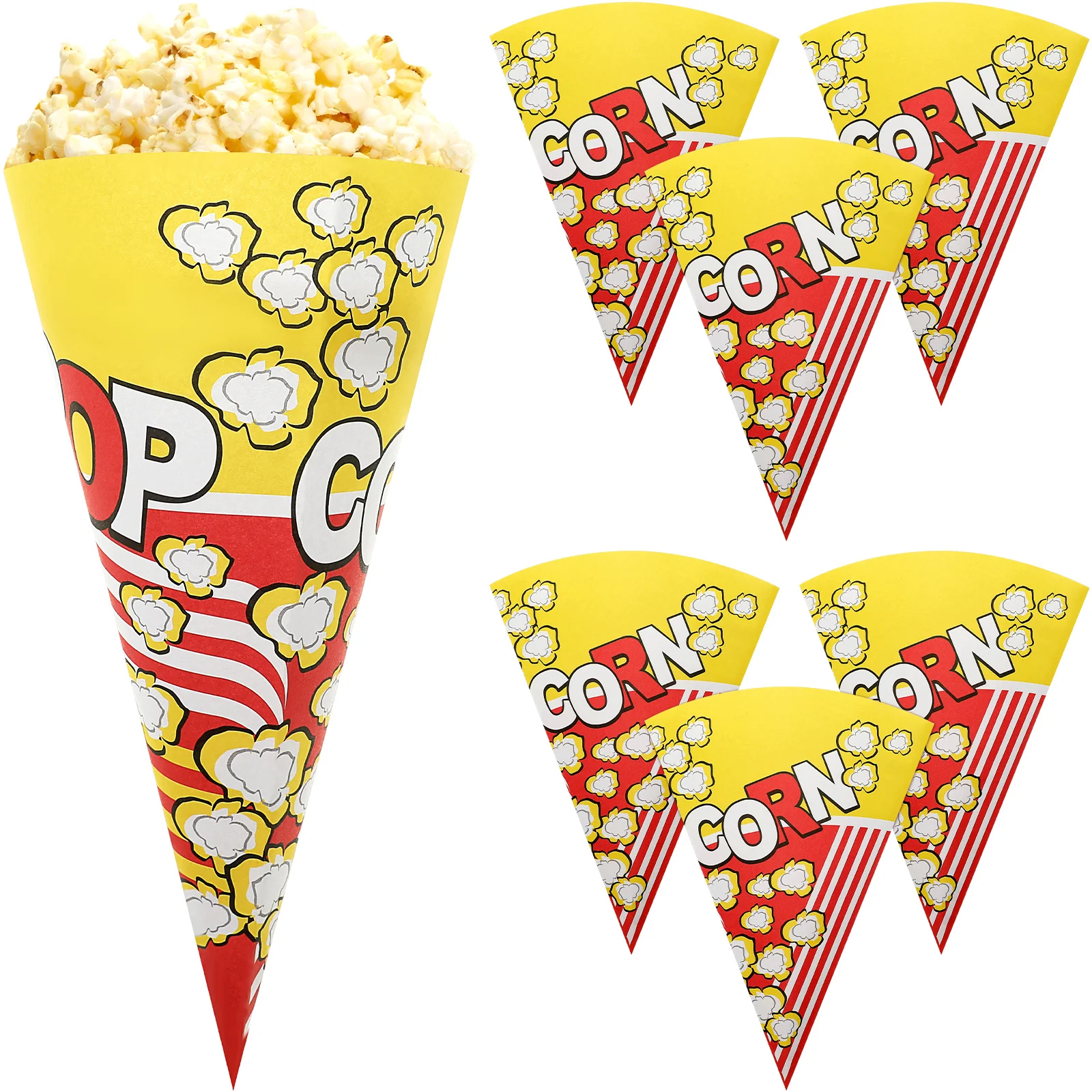 

100 Pcs Cone Shaped Treat Bags Triangle Popcorn Treats Movie Wrapping Paper Snacks