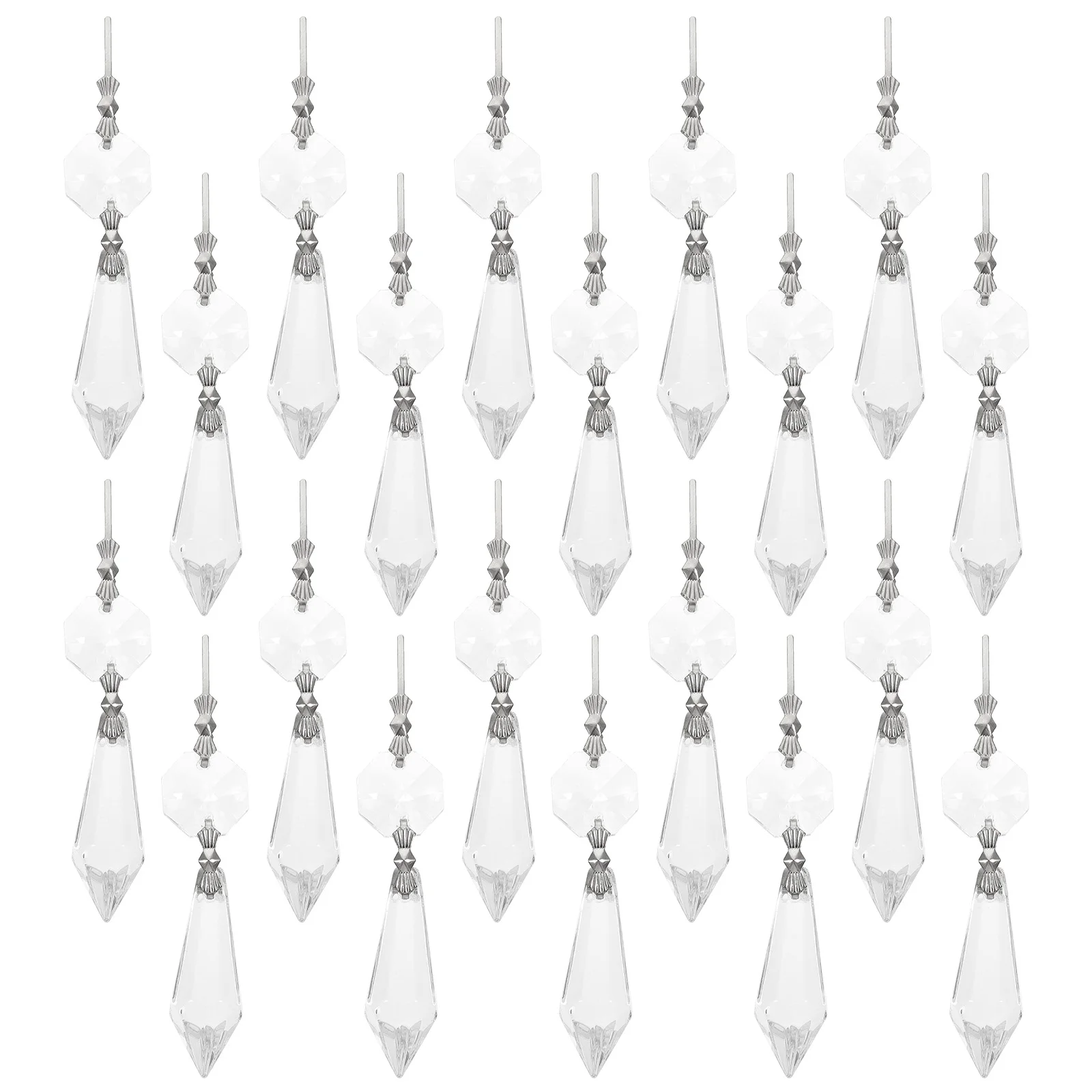 

20 Pcs Icicle Prism Ornament Chandelier Prisms Crystals Parts Clear Curtains Pointed Beads Pendants Decor Glass Sheer