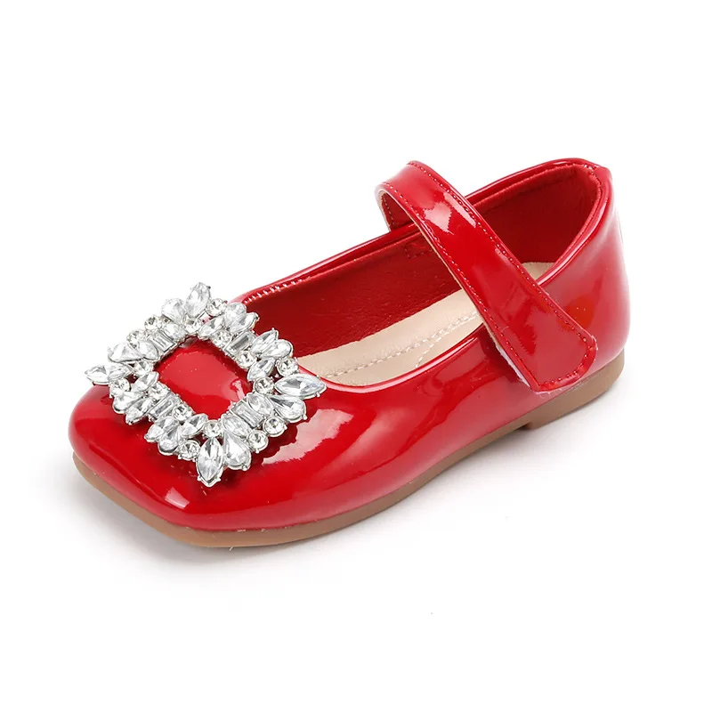 

Vintage kids shoes Rhinestone pu Leather Princess party Shoes Autumn Korean fashion single shoe Flats Casual girls Shoe Hot