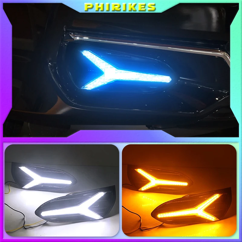 

Дневные ходовые огни DRL, дневные ходовые огни, 12 В, крышка противотуманной фары из АБС-пластика с желтым указателем поворота для Honda AVANCIER 2020, 1 комплект