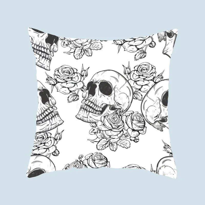 Индивидуальная квадратная подушка с принтом черепа из полиэстера наволочка для
