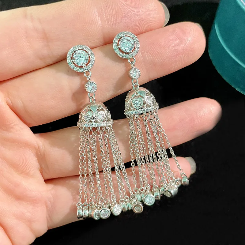 

Крупные женские серьги-иглы из серебра пробы