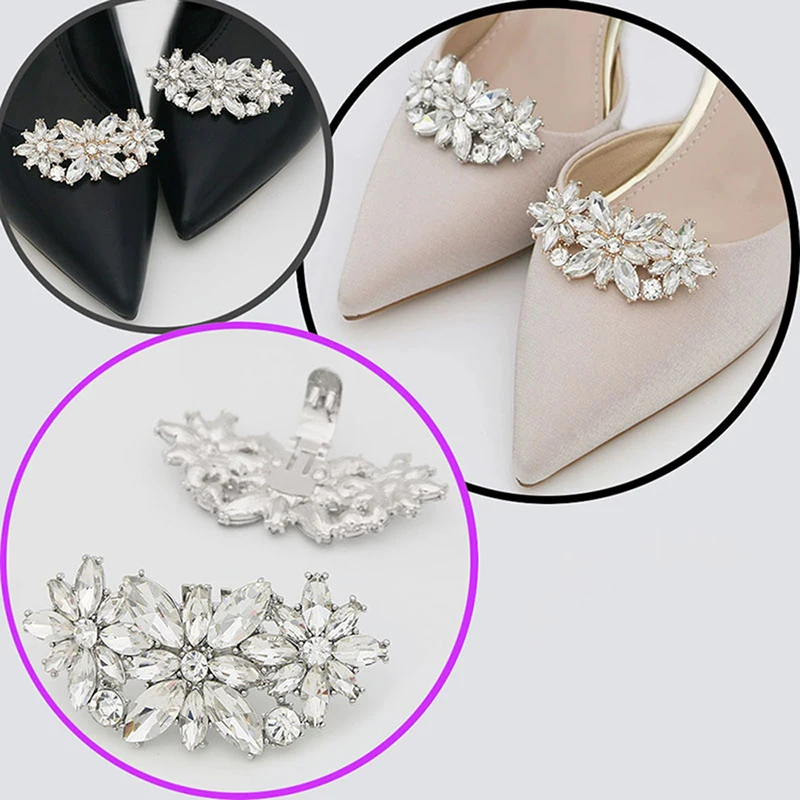 

1Pc Lady Shoe Clip Shiny Rhinestone Decorative Clips Wedding Women Bride High Heel Charm Buckle Detachable Clamp Shoe Decoration