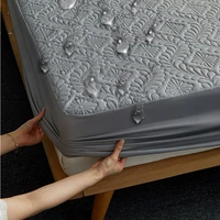 quilted embossing waterproof mattress cover elastic bed cover solid color mattress protector bed thick soft pad queen king size