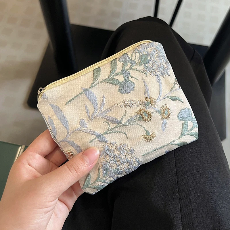 

Mini Small Zipper Coin Purse Women Cute Floral Clutch Purse Lipstick Bag Key Wallet Lady Cotton Travel Makeup Storage Bag Pouch