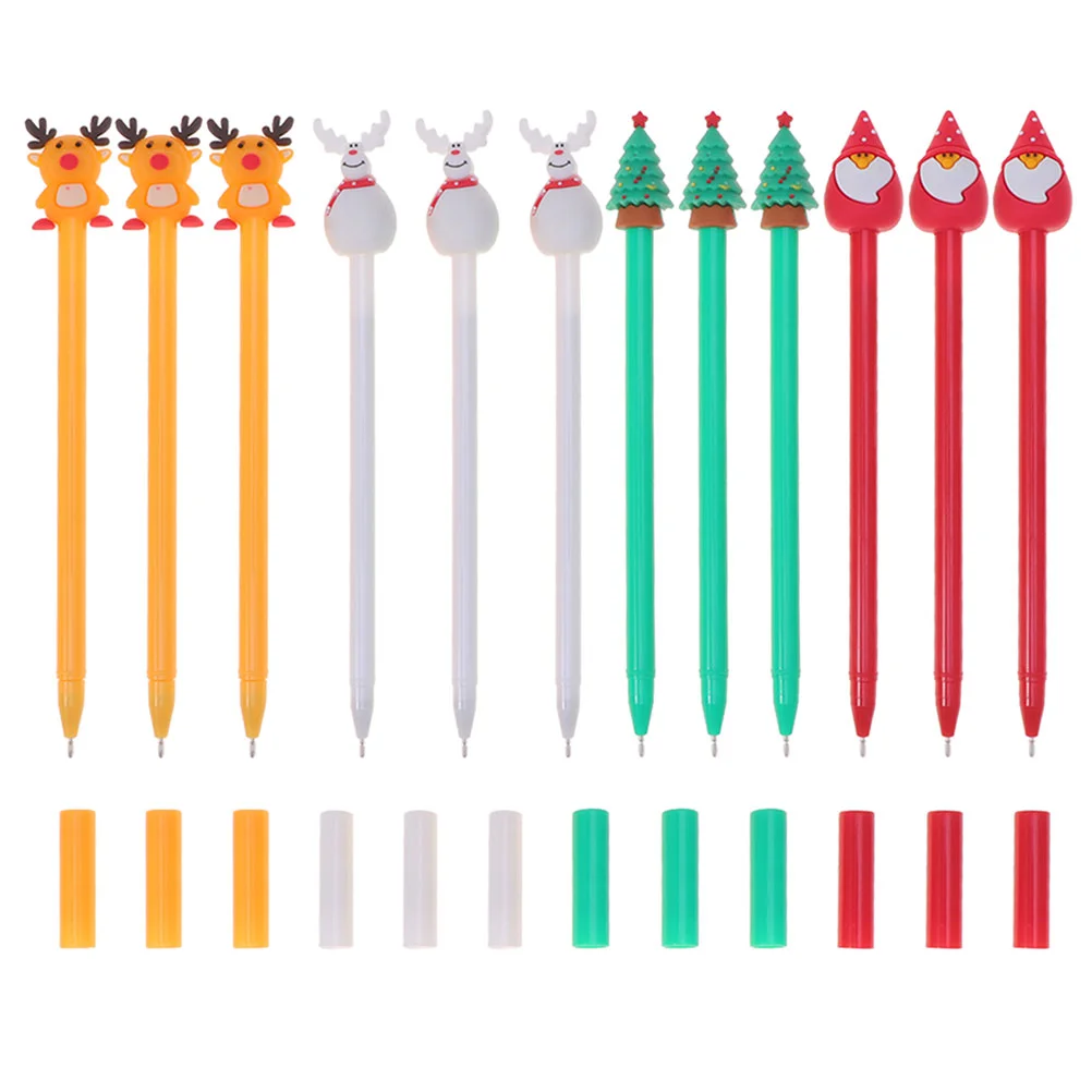 

12pcs Practical Portable Writing Pens Christmas Themed Pens for Office School