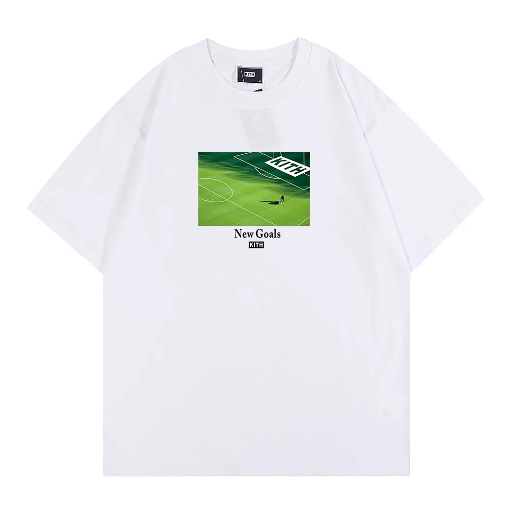 

Kith fashion Brand High Street Casual Tee Street Oversize Fashion Green Football Field Printed T-shirt Men and Women