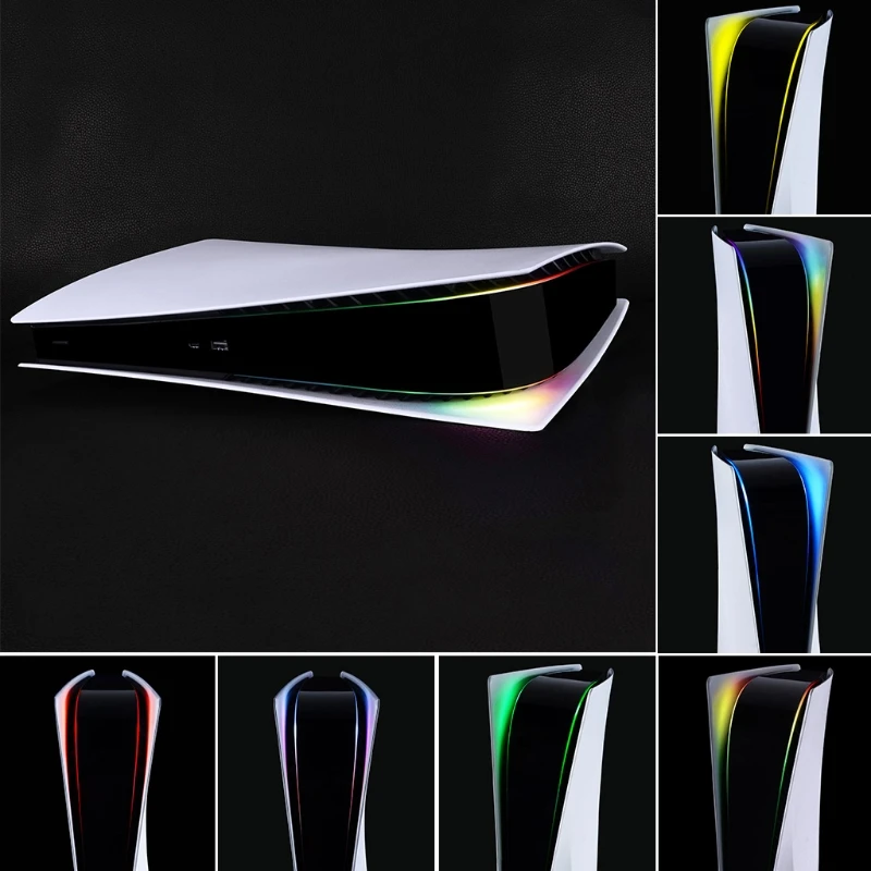 

For PS5 Console Rainbow Gradient Sticker Self Adhesive Decals LED Lightbar for cd-ROM Digital Version Game Accessories