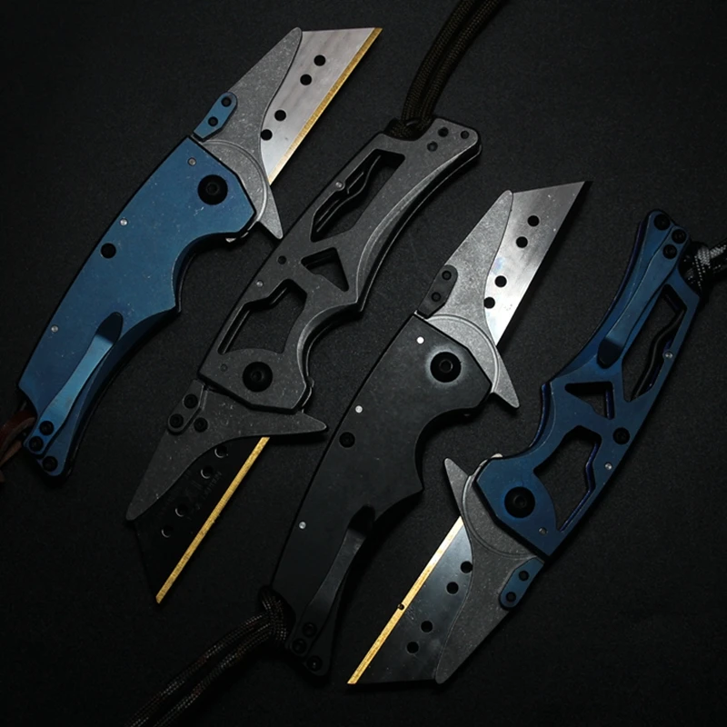 EDC Titanium Alloy Handle Folding Knife Hollow Paper Cutting Art Blade Unpacking Camping Pocket Survival Outdoor |