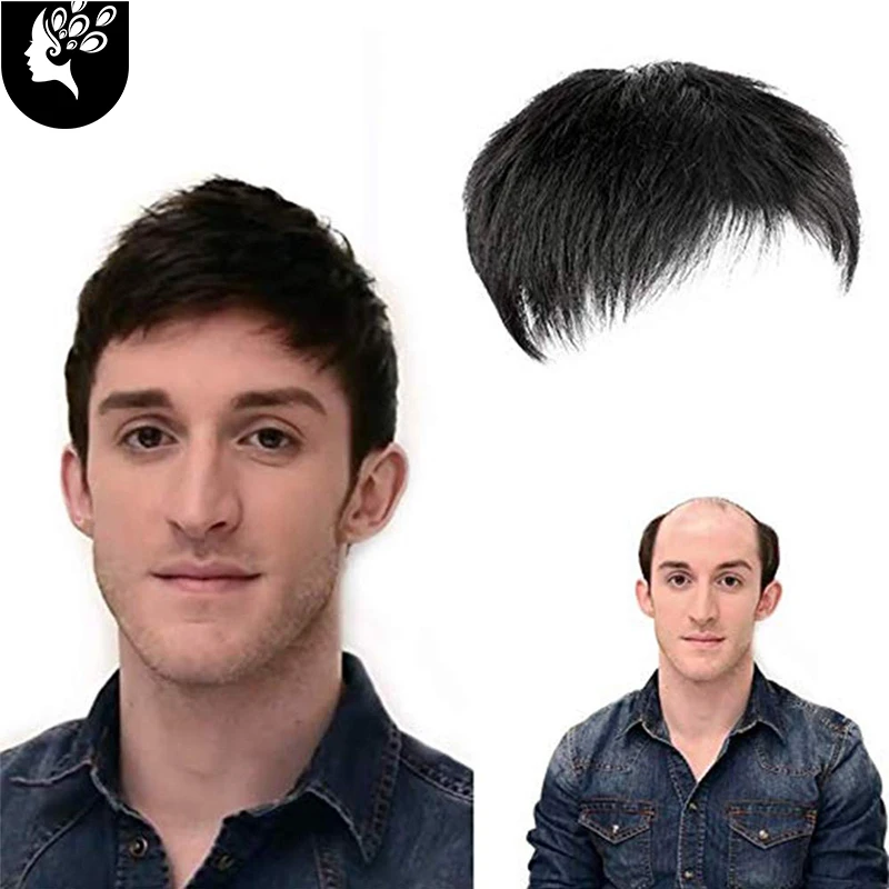 Short Straight Synthetic Tropper Natural Black Hair For Young Men Topper Wig Hair Toupee Clip Male Guy Daily Wear Your Beauty