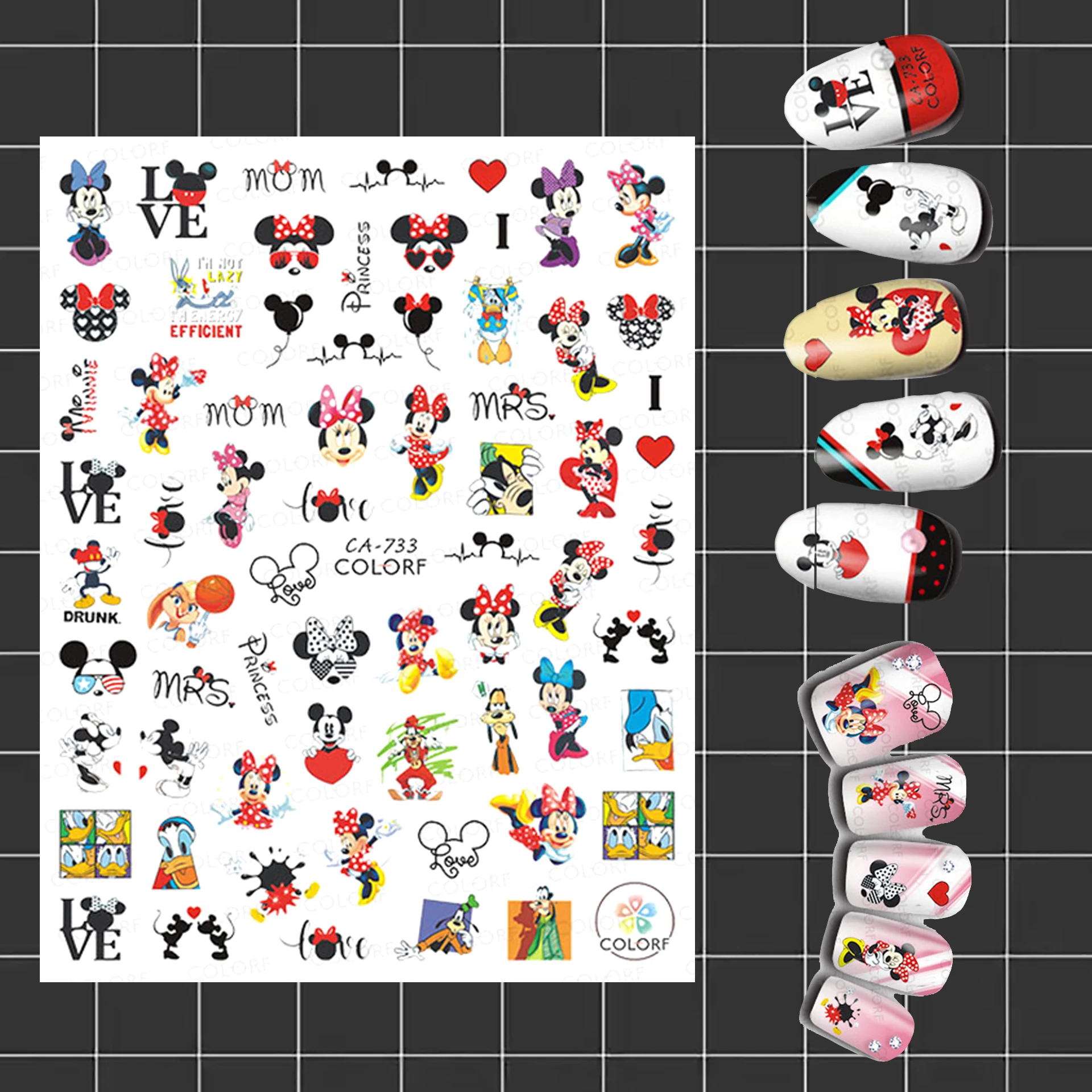 

1PCS 3D Mickey, Minnie, Alice, Cartoon Nail Stickers, Nail Sliders, Donald Duck Tigger Stickers, Nail Art Supplies, Nail Parts