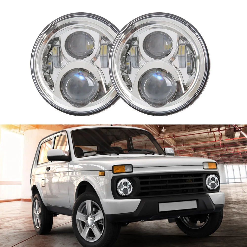 Мотоциклетная фара 7 &quotсветодиодный проектор с двигателем хромированная H4 для