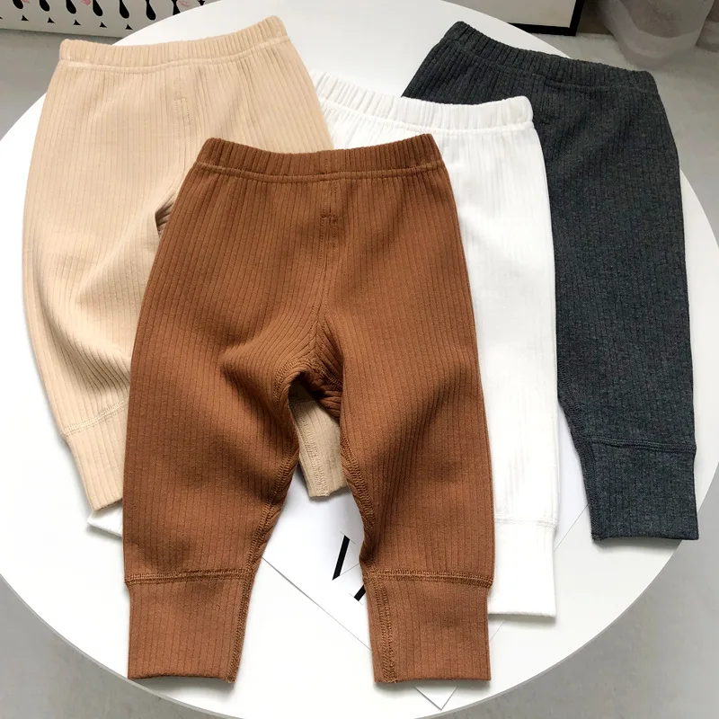 

2022 new Pants for kids Fashion Harems Trousers Bottoming Pant Ribbed Elastic Solid Color Girls Clothing For Baby Boys leggins