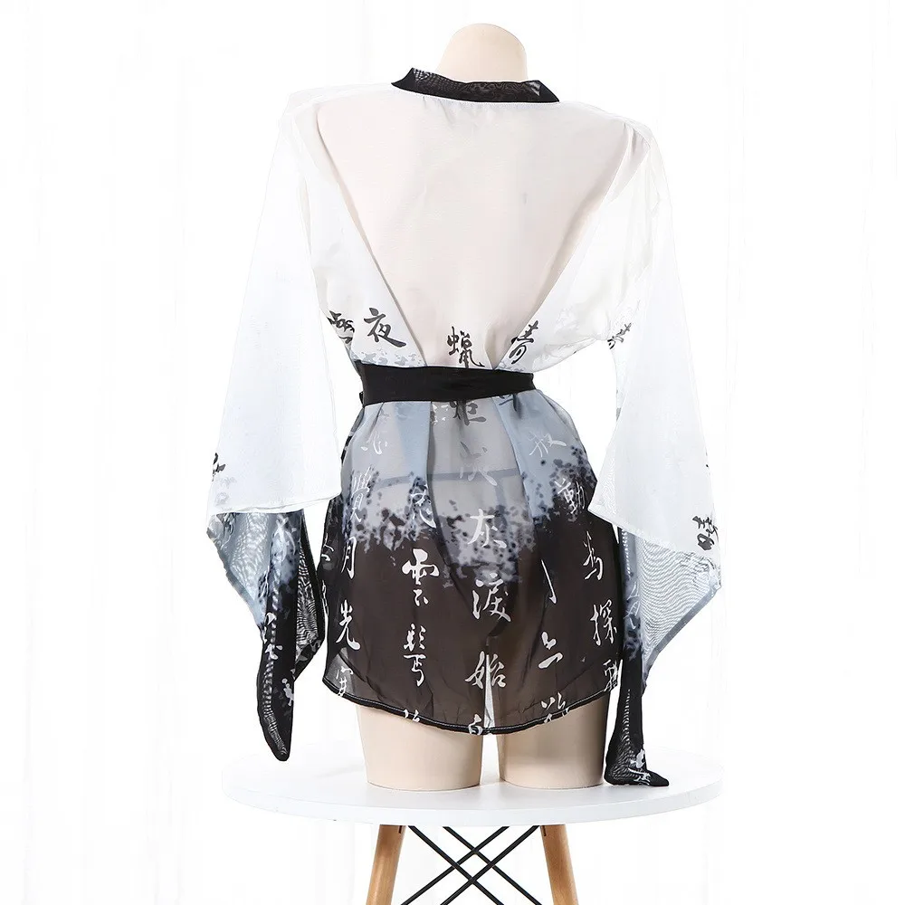 Женское прозрачное кимоно для косплея сетчатая ночная рубашка женский халат с