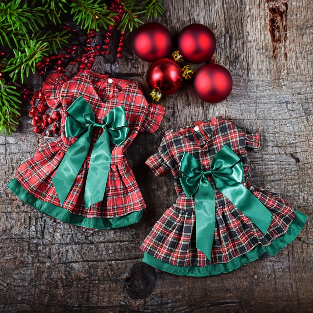 Рождественское платье для собак бант шлейка домашних животных юбка жилет одежда