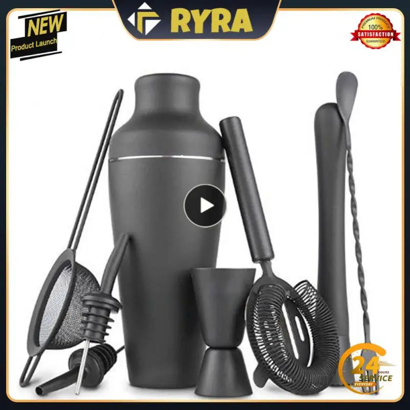 

1/2/3PCS 8-piece Set Matte Black Stainless Steel Cocktail Shaker Set Bar Tools For Bartender Drink Party