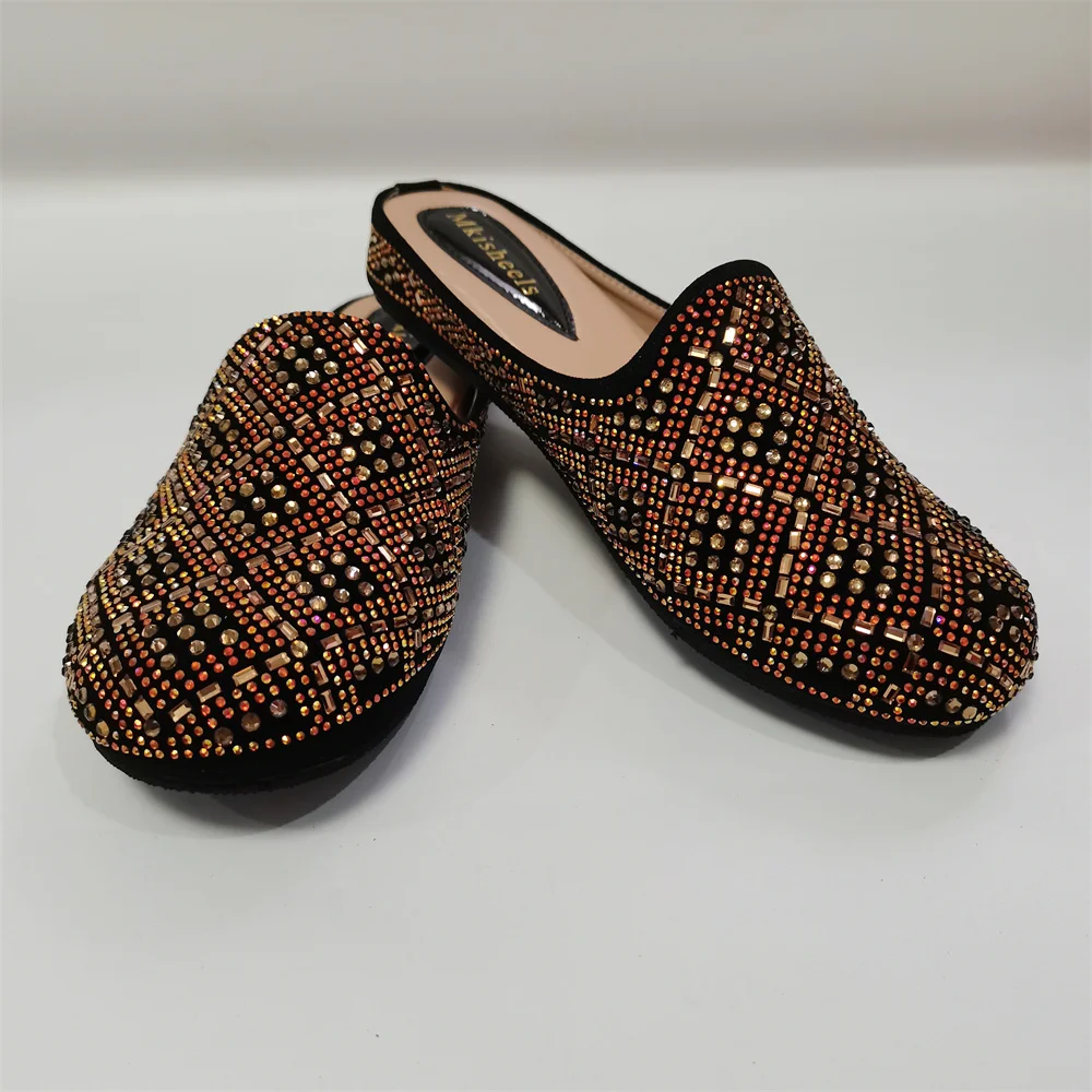 Новая модная женская обувь со стразами женские полутапочки туфли-лодочки