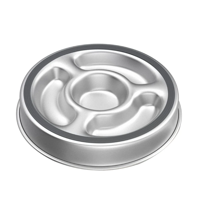 

Pet Cat Dog Slow Food Bowl Fat Healthy Smooth Round Shape Anti-choking Thickened Stainless Steel Bowl