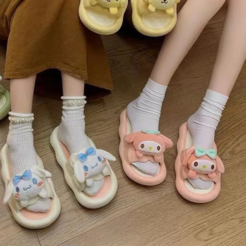 

Sanrios Cinnamorolls Slippers Dormitory Bedroom Home Kawaii Cute Cartoon Anime Non-slip Soft Lightweight Sandals Bestie Girl