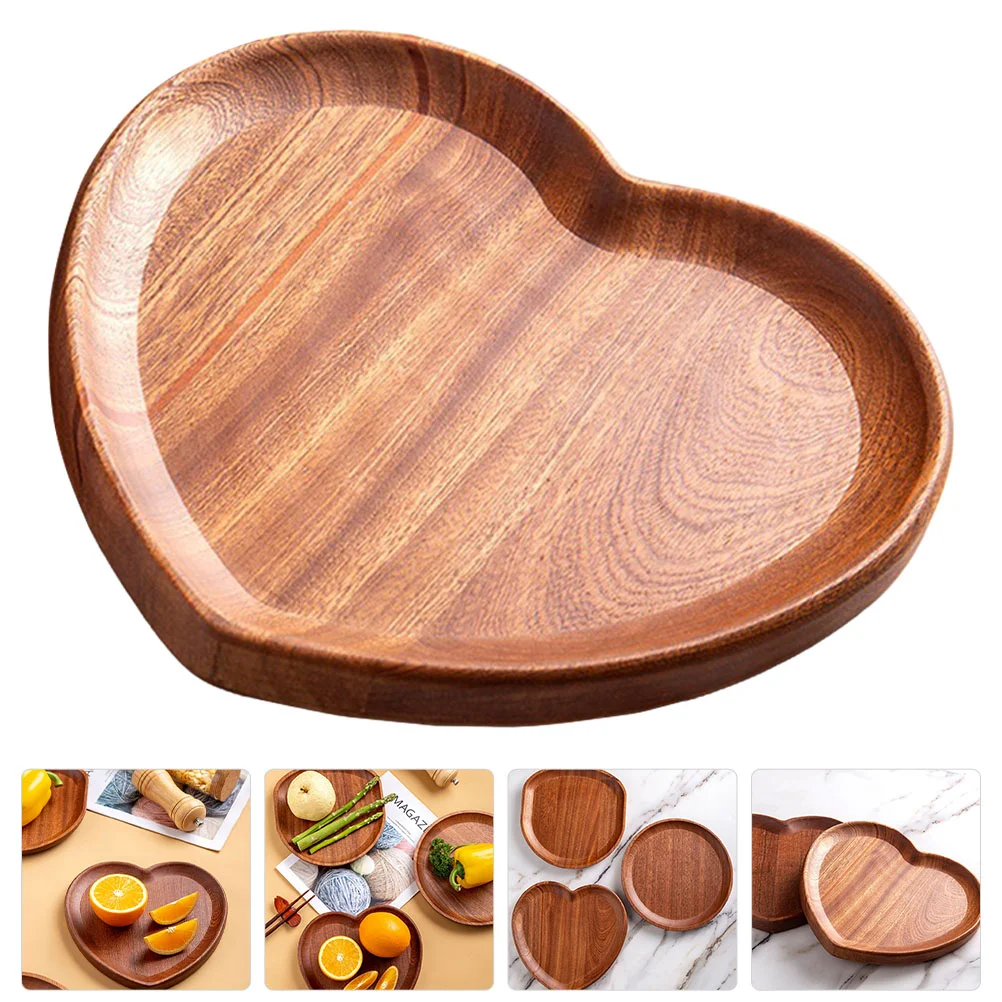 

Valentines Tray Day Dessert Heart Plates Wooden Plate Sushi Appetizer Shaped Serving Platter Dishes Sashimi Snack Candy Dish