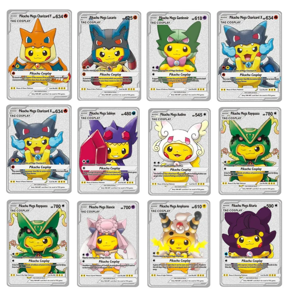 

Iron Pokemon Cards Silver Metal Pokemon Letters in English Japanese Pikachu Charizard Vmax Pack Game Collection Card Game Battle