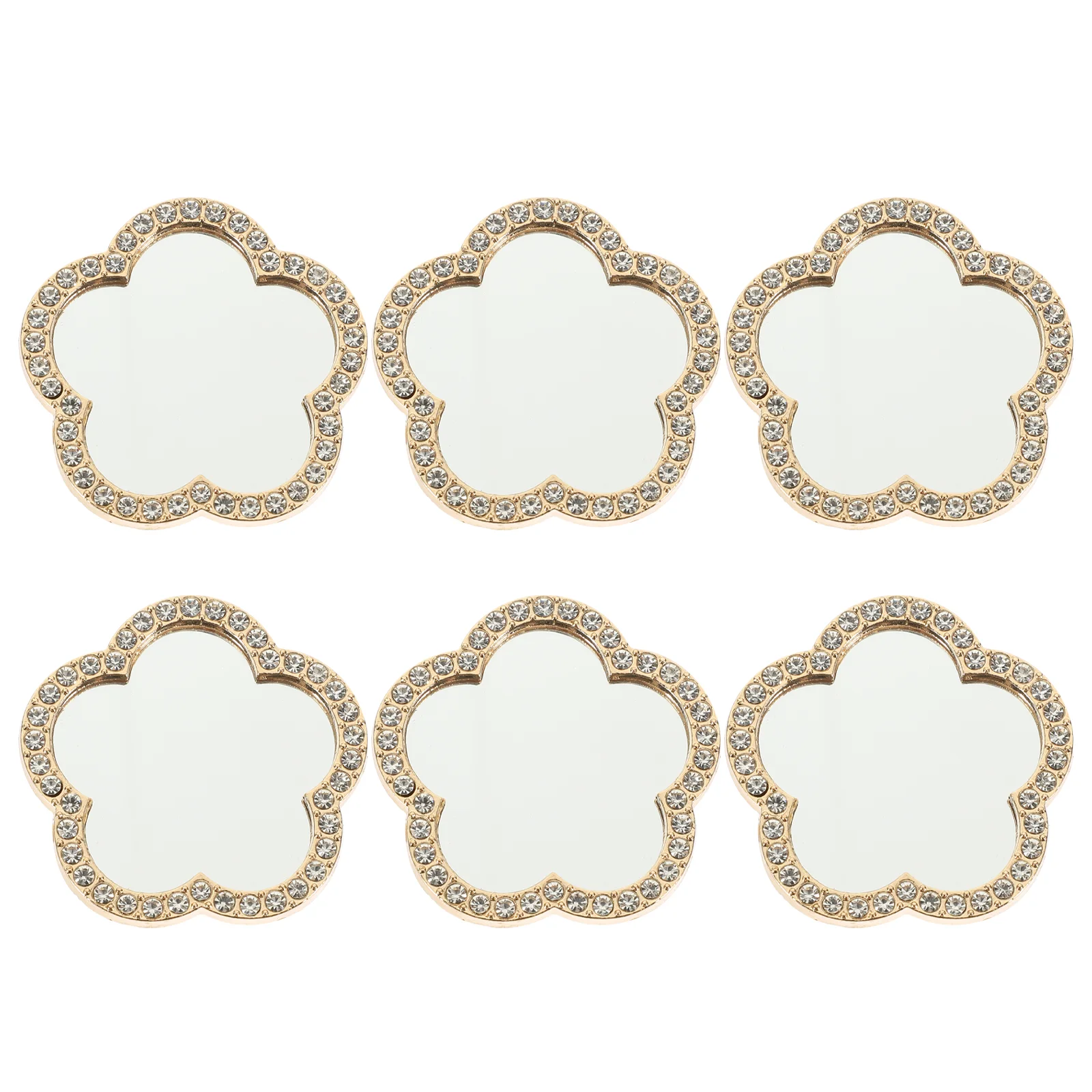 

6pcs Phone Mirror Flower Shape Mirror Rhinestone Phone Camera Mini Mirror Supply