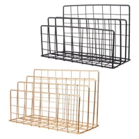 nordic style iron art grid storage rack book holder three layer desktop magazine shelf home organizer decoration