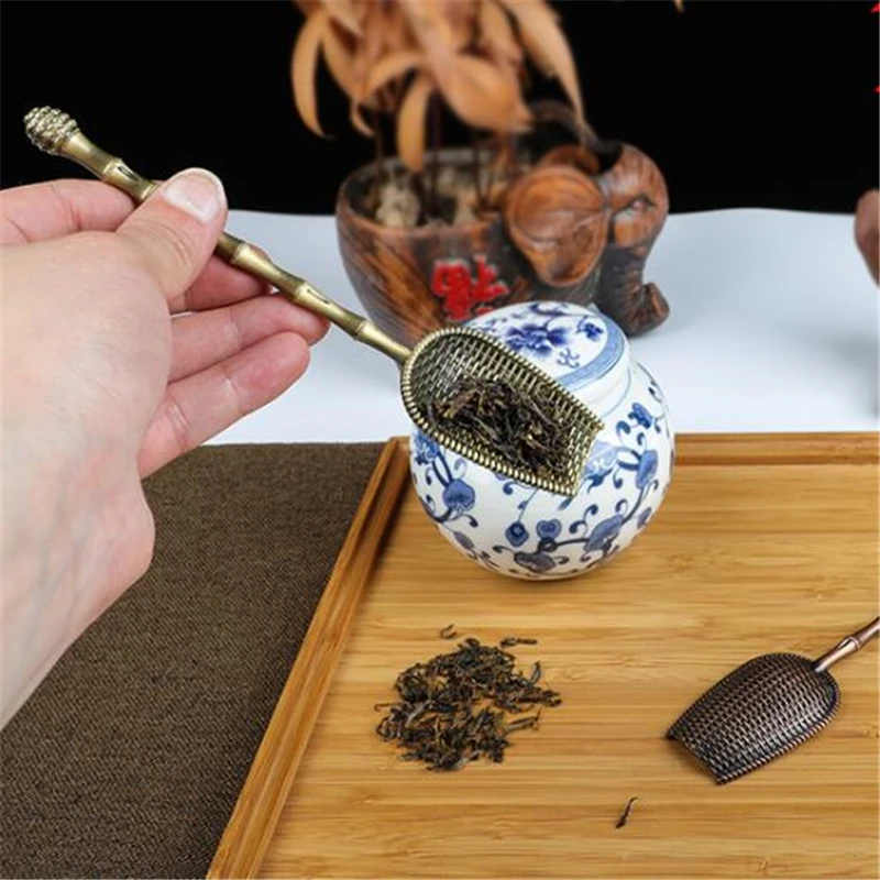 

Mini Tea Spoons Retro Copper Tea Scoop Vintage High Quality Sugar Salt Spoon Chinese Styles Kongfu Tea Accessories