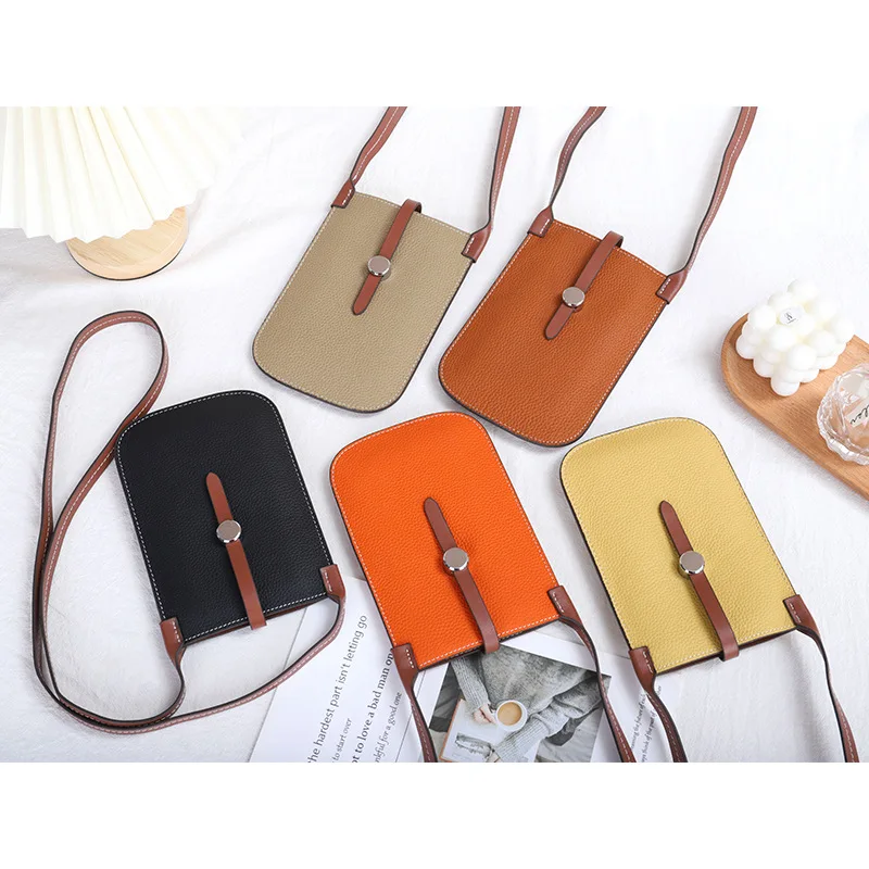 New Women's Shoulder Bag Fashion Genuine Leather Small Handbag Cow Leather Small Square Bag Drawstring Design Mini Messenger Bag