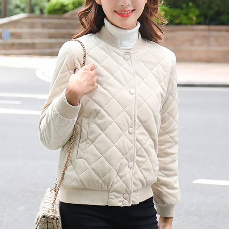 Женские парки теплые утепленные бейсбольные куртки однотонные осенне-зимние